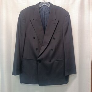 Modesto Uomo Mens 40T Charcoal Gray DoubleBreasted Virgin Wool Stripe Sport Coat